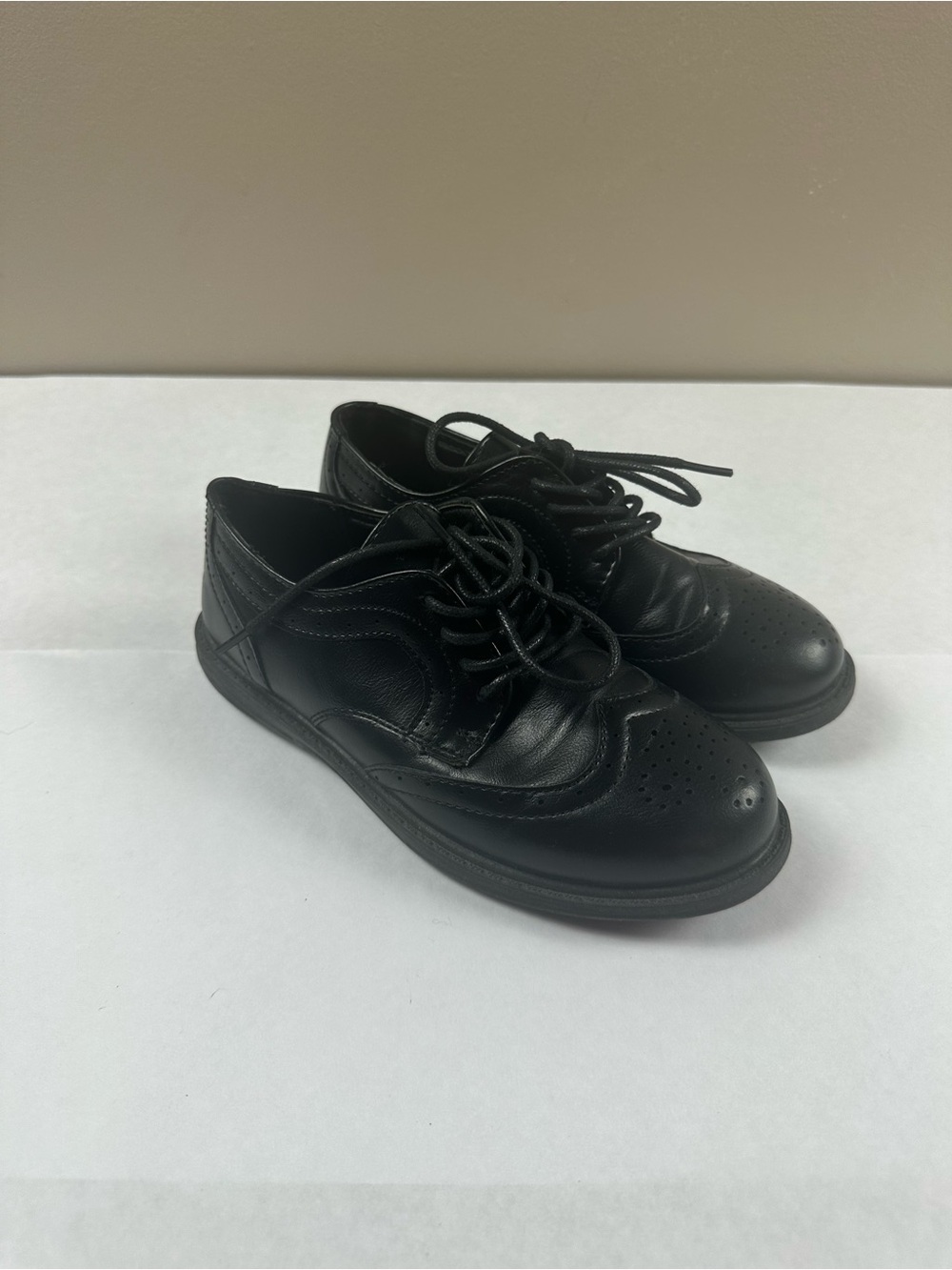 Joseph Allen Black Leather Wingtip School Dress Shoes